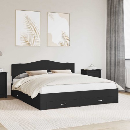 Estructura de cama Negro 200 x 200 cm Madera contrachapada en Conjuntos de muebles | Comprar online en Foro24