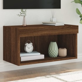 Mueble para TV con luces LED roble marrón 60x30x30 cm