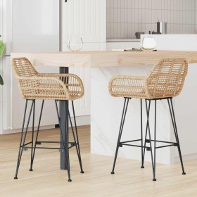 Silla de Bar 2 pcs Natural 55 x 52 x 92 cm Ratan e Hierro en Taburetes de cocina | Comprar online en Foro24
