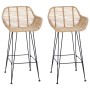Silla de Bar 2 pcs Natural 55 x 52 x 92 cm Ratan e Hierro en Taburetes de cocina | Comprar online en Foro24