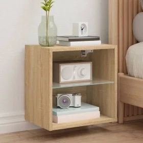 Sonoma Oak Wall-Mounted Nightstand with LED Lights by , TV Furniture - Ref: Foro24-837068, Price: 29,12 €, Discount: %
