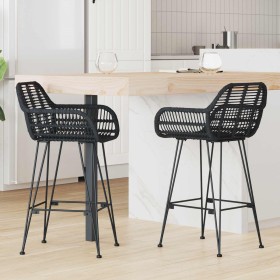Silla de Bar 2 pcs Negro 55 x 52 x 92 cm Ratan e Hierro en Taburetes de cocina | Comprar online en Foro24