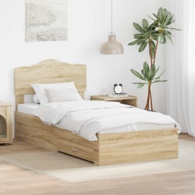 Estructura de cama con cajón Roble Sonoma 75 x 190 cm en Conjuntos de muebles | Comprar online en Foro24