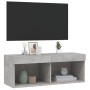Concrete gray TV cabinet with LED lights 80x30x30 cm by , TV Furniture - Ref: Foro24-837147, Price: 41,97 €, Discount: %