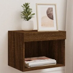 Wall bedside tables with LED lights 2 units brown oak by , TV Furniture - Ref: Foro24-837126, Price: 53,75 €, Discount: %
