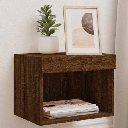 Wand-Nachttische mit LED-Leuchten, 2 Einheiten, braune Eiche von , TV-Möbel - Ref: Foro24-837126, Preis: 55,43 €, Rabatt: %