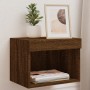 Mesitas de noche de pared con luces LED 2 unidades roble marrón de , Muebles TV - Ref: Foro24-837126, Precio: 57,29 €