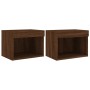 Mesitas de noche de pared con luces LED 2 unidades roble marrón de , Muebles TV - Ref: Foro24-837126, Precio: 57,29 €
