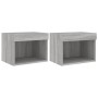 Mesitas de noche de pared con luces LED 2 uds gris Sonoma de , Muebles TV - Ref: Foro24-837124, Precio: 44,53 €, Descuento: %