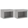 Wand-Nachttische mit LED-Leuchten 2 Stück Sonomagrau von , TV-Möbel - Ref: Foro24-837124, Preis: 43,11 €, Rabatt: %
