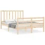 Bed frame with solid wood headboard 140x190 cm by , Beds and slatted bases - Ref: Foro24-3193836, Price: 116,62 €, Discount: %