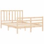 Estructura de cama con cabecero madera maciza 140x190 cm