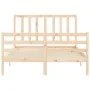 Bed frame with solid wood headboard 140x190 cm by , Beds and slatted bases - Ref: Foro24-3193836, Price: 116,62 €, Discount: %