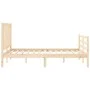 Bed frame with solid wood headboard 140x190 cm by , Beds and slatted bases - Ref: Foro24-3193836, Price: 116,62 €, Discount: %