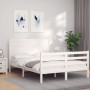 Doppelbettgestell mit weißem Massivholz-Kopfteil von , Betten und Lattenroste - Ref: Foro24-3194612, Preis: 194,47 €, Rabatt: %