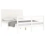 Double bed frame with white solid wood headboard by , Beds and slatted bases - Ref: Foro24-3194612, Price: 185,55 €, Discount: %