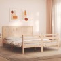 Bed frame with solid wood headboard 160x200 cm by , Beds and slatted bases - Ref: Foro24-3194516, Price: 172,18 €, Discount: %