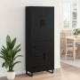 Aparador alto 2 pcs Roble Negro Madera de Ingeniería y Vidrio