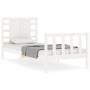 White solid wood bed frame with headboard 100x200 cm by , Beds and slatted bases - Ref: Foro24-3192807, Price: 139,43 €, Disc...