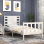 Weißer Massivholzbettrahmen mit Kopfteil 100x200 cm von , Betten und Lattenroste - Ref: Foro24-3192807, Preis: 139,43 €, Raba...