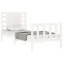 White solid wood bed frame with headboard 100x200 cm by , Beds and slatted bases - Ref: Foro24-3192807, Price: 137,35 €, Disc...