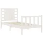 White solid wood bed frame with headboard 100x200 cm by , Beds and slatted bases - Ref: Foro24-3192807, Price: 137,35 €, Disc...