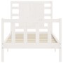 Weißer Massivholzbettrahmen mit Kopfteil 100x200 cm von , Betten und Lattenroste - Ref: Foro24-3192807, Preis: 139,43 €, Raba...