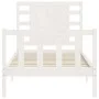 White solid wood bed frame with headboard 100x200 cm by , Beds and slatted bases - Ref: Foro24-3192807, Price: 137,35 €, Disc...