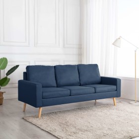 Sofá de 3 plazas de tela azul