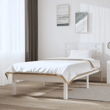 Massives Bettgestell aus weißem Kiefernholz, 100 x 200 cm von , Betten und Lattenroste - Ref: Foro24-3104209, Preis: 109,84 €...