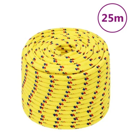 Yellow polypropylene boat rope 12 mm 25 m by , Ropes and metal cords - Ref: Foro24-152617, Price: 19,37 €, Discount: %