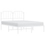 Bettgestell aus Metall mit weißem Kopfteil 150x200 cm von , Betten und Lattenroste - Ref: Foro24-373938, Preis: 98,26 €, Raba...