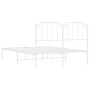 Bettgestell aus Metall mit weißem Kopfteil 150x200 cm von , Betten und Lattenroste - Ref: Foro24-373938, Preis: 98,26 €, Raba...