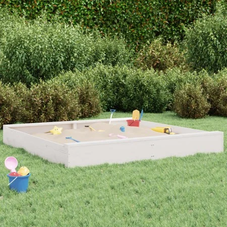 Arenero con asientos cuadrado madera maciza de pino blanco by , sandboxes - Ref: Foro24-825038, Price: 72,26 €, Discount: %