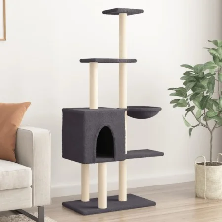 Kratzbaum für Katzen mit dunkelgrauen Sisalstangen 145 cm von , Katzenmöbel - Ref: Foro24-172096, Preis: 57,35 €, Rabatt: %