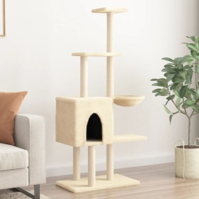 Katzenkratzbaum mit Sisalstangen in Cremefarbe, 145 cm. von , Katzenmöbel - Ref: Foro24-172094, Preis: 59,40 €, Rabatt: %