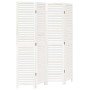 Biombo separador de 4 paneles madera maciza Paulownia blanco