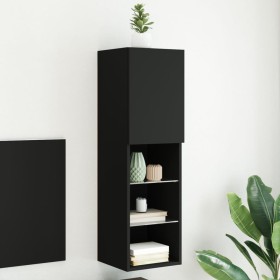 Mueble para TV con luces LED negro 30,5x30x102 cm