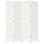Biombo separador de 4 paneles madera maciza Paulownia blanco
