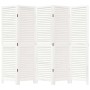 Biombo separador de 5 paneles madera maciza Paulownia blanco