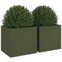 Jardineras 2 unidades acero verde oliva 49x47x46 cm en Maceteros y jardineras | Comprar online en Foro24
