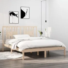 Solid pine wood bed frame 160x200 cm by , Beds and slatted bases - Ref: Foro24-3104073, Price: 133,50 €, Discount: %