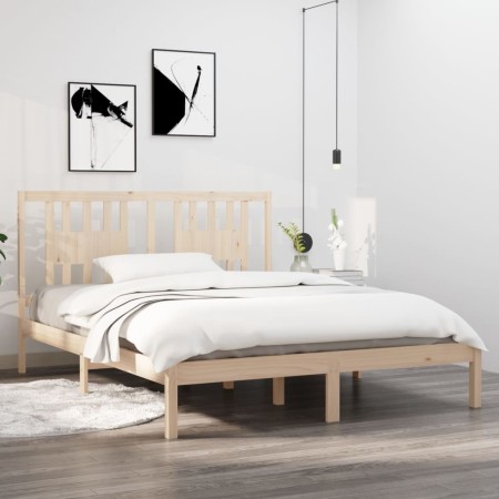 Estructura de cama de madera maciza de pino 160x200 cm de , Camas y somieres - Ref: Foro24-3104073, Precio: 132,29 €, Descuen...