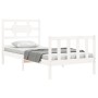 Weißer Massivholzbettrahmen mit Kopfteil 100x200 cm von , Betten und Lattenroste - Ref: Foro24-3192547, Preis: 135,88 €, Raba...
