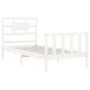 Weißer Massivholzbettrahmen mit Kopfteil 100x200 cm von , Betten und Lattenroste - Ref: Foro24-3192547, Preis: 133,75 €, Raba...