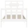 Weißer Massivholzbettrahmen mit Kopfteil 100x200 cm von , Betten und Lattenroste - Ref: Foro24-3192547, Preis: 135,88 €, Raba...