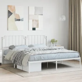 Metal bed frame with white headboard 183x213 cm by , Beds and slatted bases - Ref: Foro24-373941, Price: 99,60 €, Discount: %
