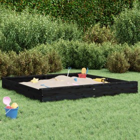 Sandkasten mit quadratischen Sitzen aus massivem schwarzem Kiefernholz von , Sandkästen - Ref: Foro24-825041, Preis: 72,87 €,...
