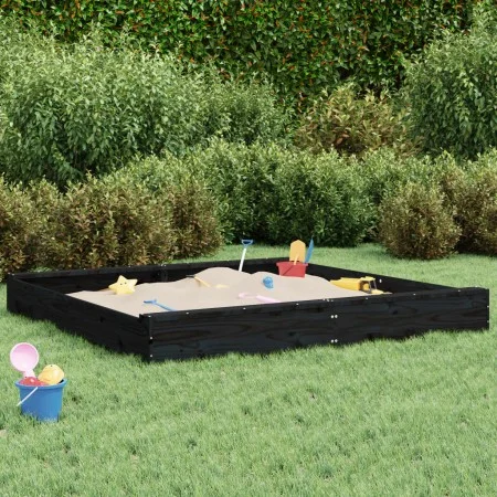 Sandbox with square seats in solid black pine wood by , sandboxes - Ref: Foro24-825041, Price: 72,39 €, Discount: %