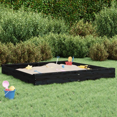 Sandkasten mit quadratischen Sitzen aus massivem schwarzem Kiefernholz von , Sandkästen - Ref: Foro24-825041, Preis: 72,87 €,...